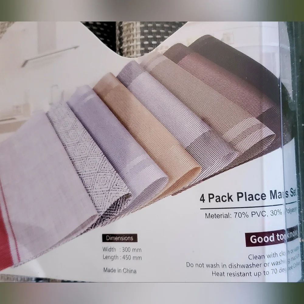 Elegant Home Placemats Set - Gray and Cream